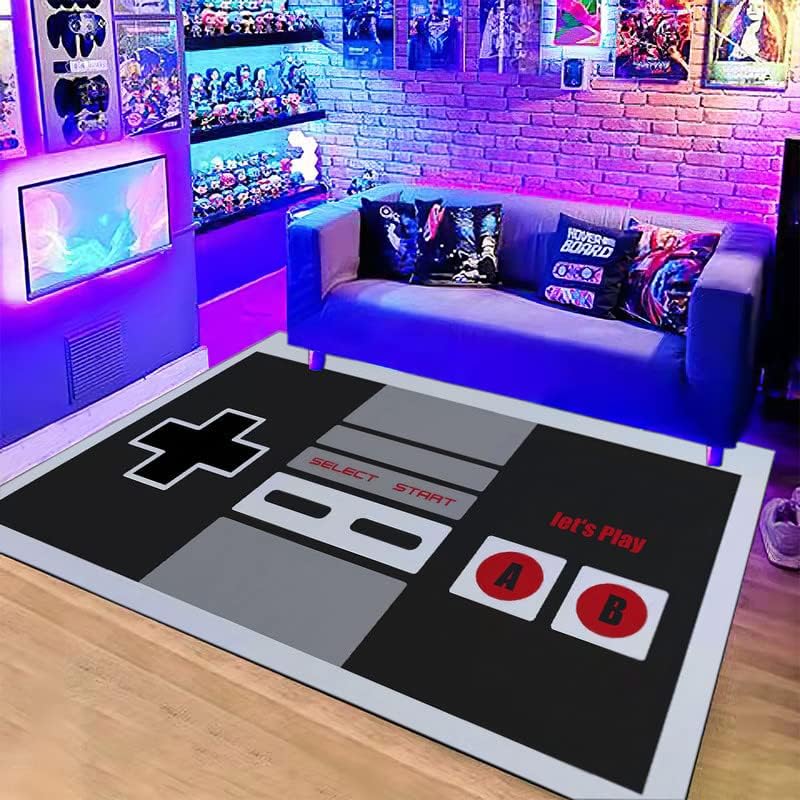 Retro Gaming Theme - 빈티지 NES 컨트롤러 테마 러그, 게임룸