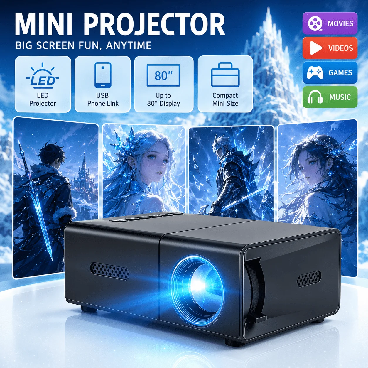 미니 휴대용 프로젝터, 홈시어터 및 게임과 호환 가능, - Retro Gaming Projector 리뷰 및 가격