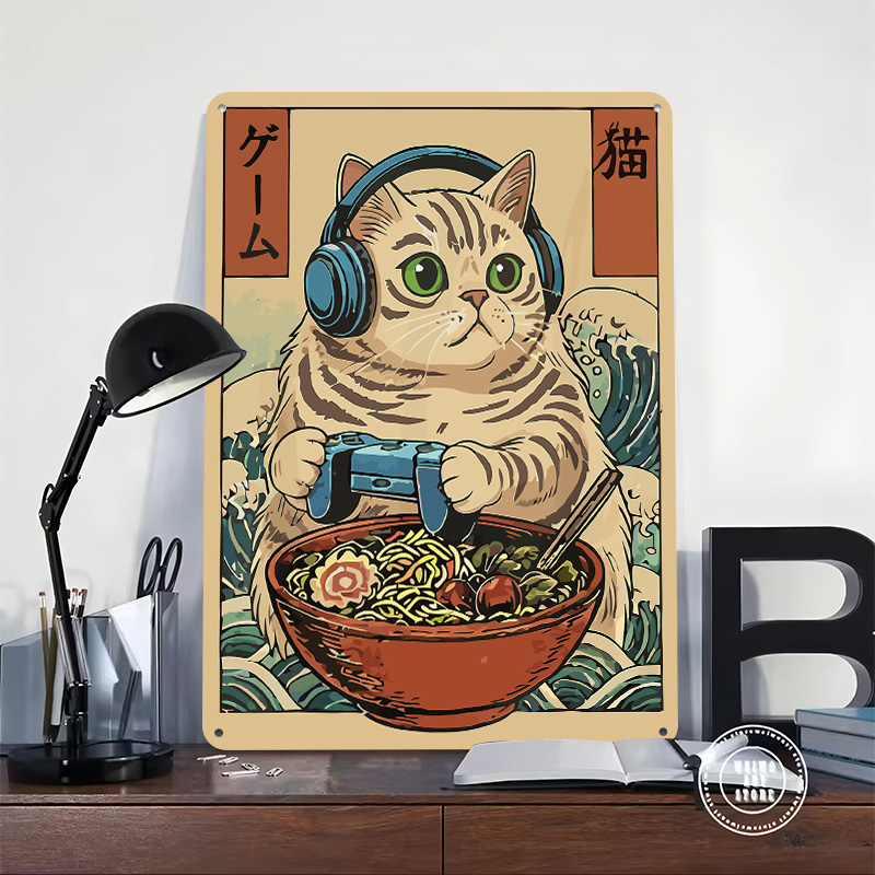 게이밍 캣 라멘 틴 플라크 포스터 맞춤형 벽 장식 레트 - Retro Gaming Bar 리뷰 및 가격